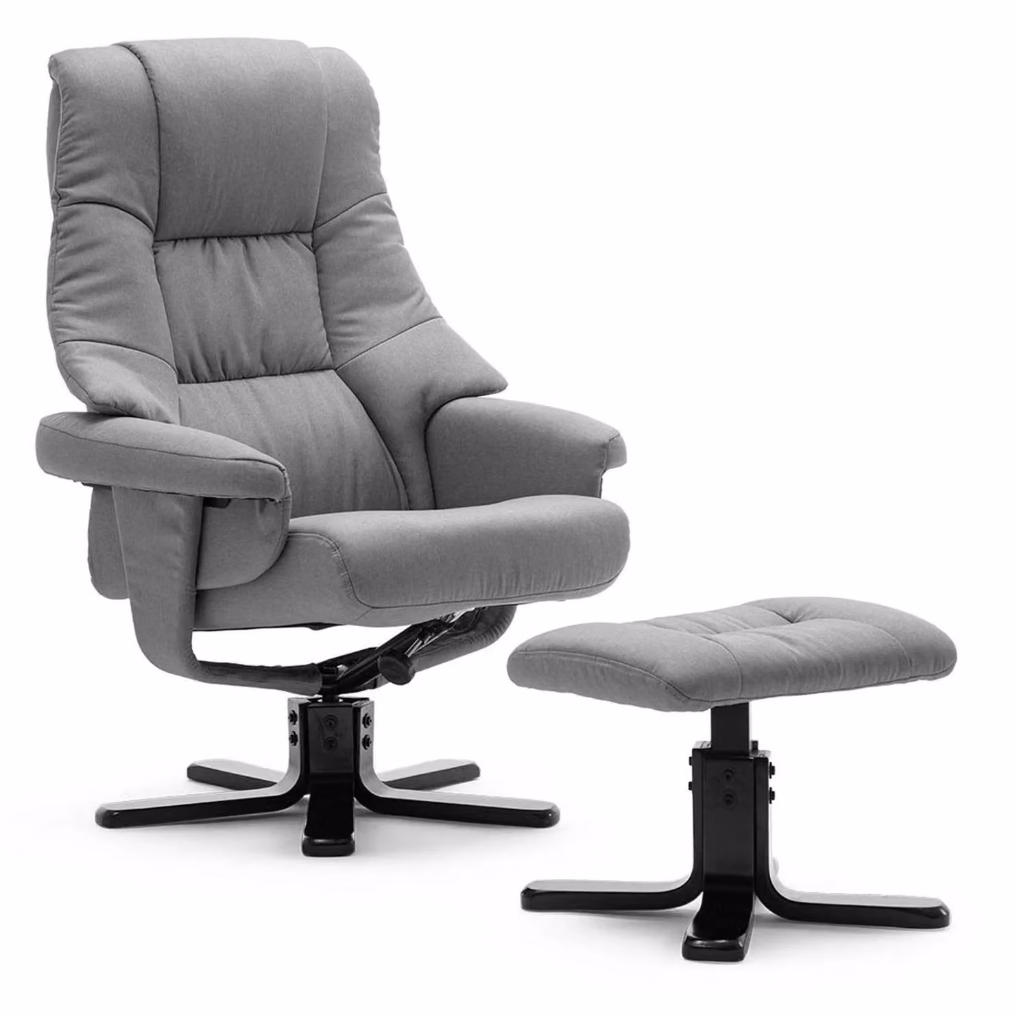 More4Homes Sorento Grey Linen Fabric Swivel Recliner Armchair with Footstool – 2