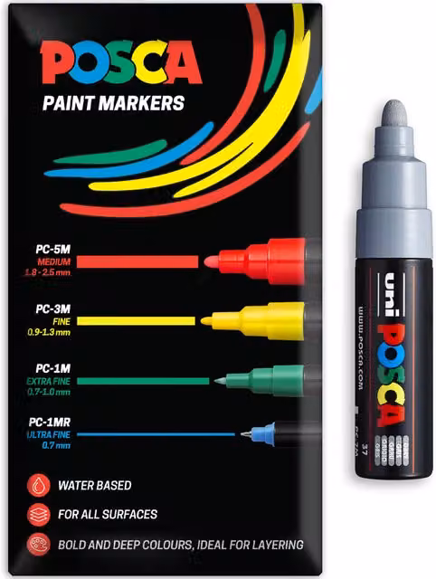 POSCA PC-7M Broad Permanent Paint Marker Pen in Light Orange and Grey