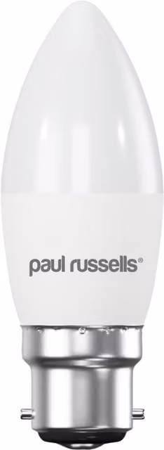 Paul Russells 6.5W LED Candle Bulb, B22, 806lm, 6500K Daylight Cool White