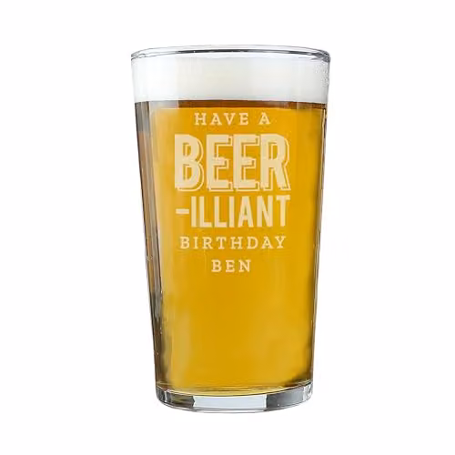 Personalised Memento Company Beer-Illiant Custom Engraved Pint Glass in Transparent Clear – 2