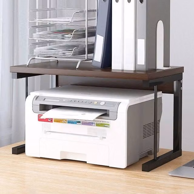 FORGEVIO Double Layer Desktop Organiser Shelf in Brown