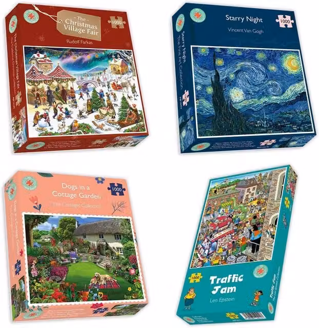 AJP Puzzlers 4 x 1000 Piece Yellow Jigsaw Puzzle Set