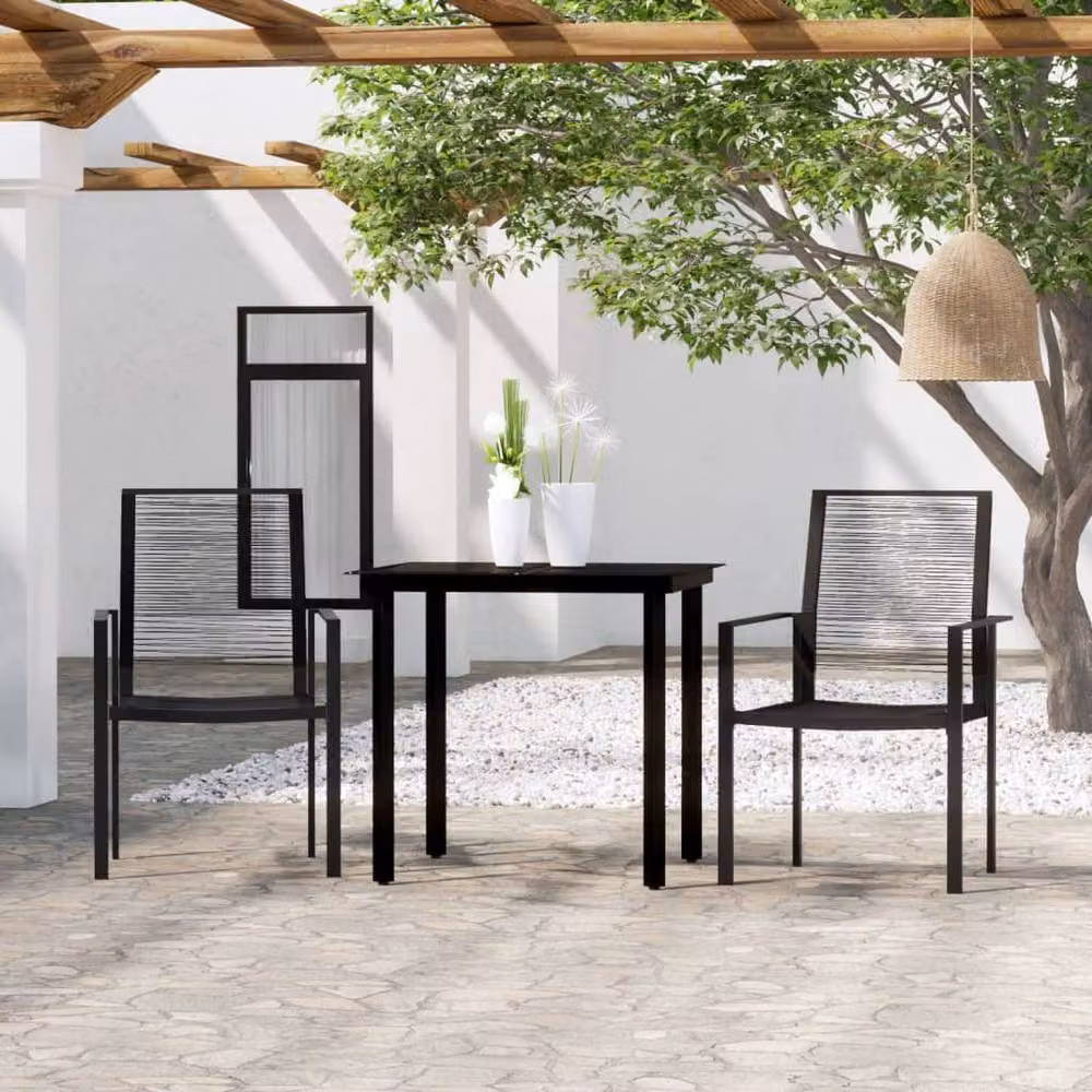 Berkfield Home 3 Piece Modern Garden Dining Set in Black – 2
