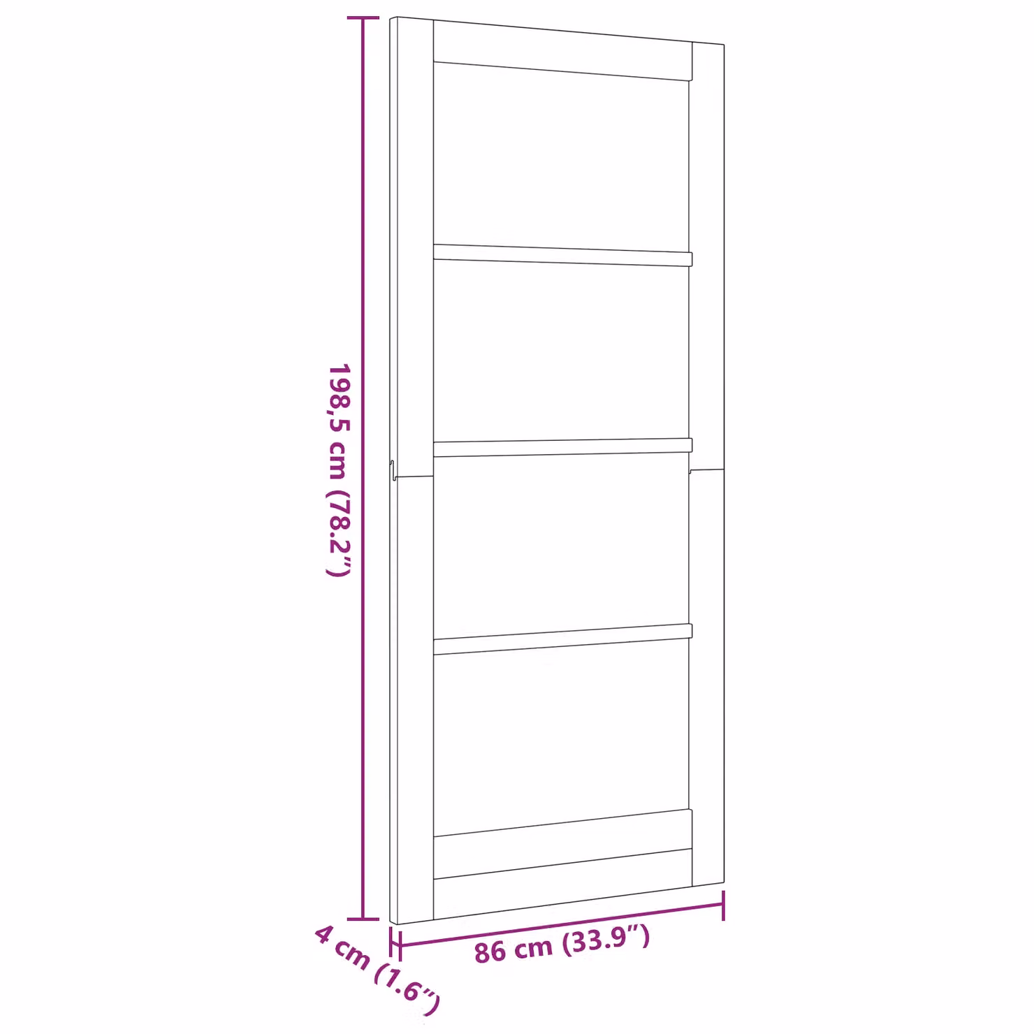 Berkfield Home Orkdal Sliding Interior Door in Beige Solid Wood Pine, W: 86 cm, H: 198.5 cm, D: 4 cm – 2