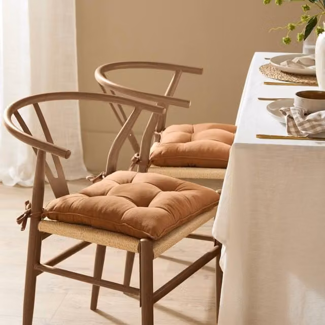 Riva Home 2-Pack Amber Slub Cotton Square Seat Pads, W/D/H: 40 x 40 x 40 cm