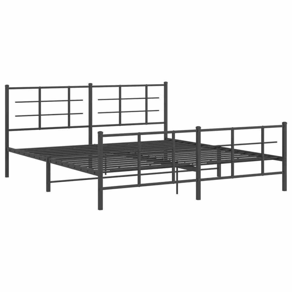 Berkfield Home Metal Bed Frame with Footboard, Black, W: 183 cm, D: 213 cm – 3