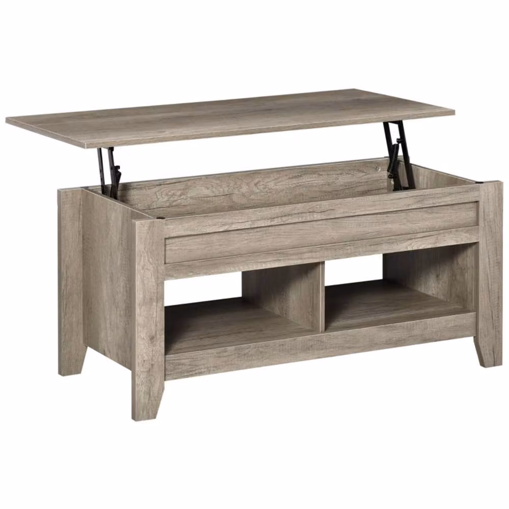 STILVORA Modern Rectangular Coffee Table with Lift Top and Hidden Storage in Light Oak – 7