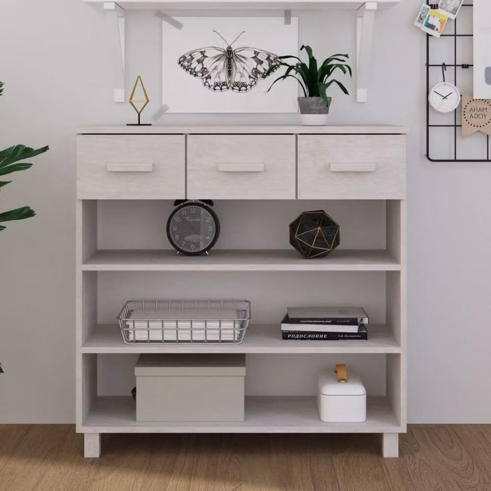 Berkfield Home HAMAR White Solid Wood Pine Console Table W/D/H: 90 x 35 x 90 cm – 2