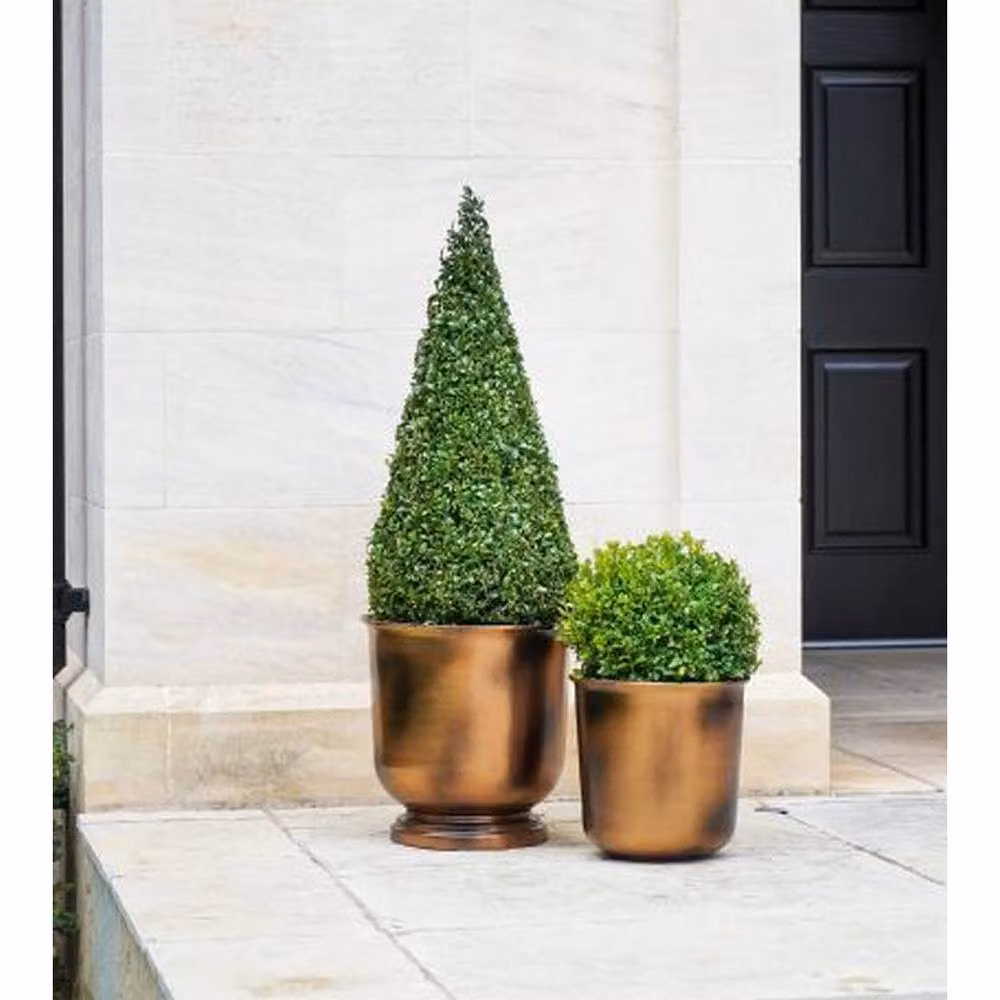 Lemon Pavilion Furniture and Decor Metal Outdoor Hampton Planter Tub, Bronze, W: 27.5 cm, D: 27.5 cm, H: 28 cm – 2