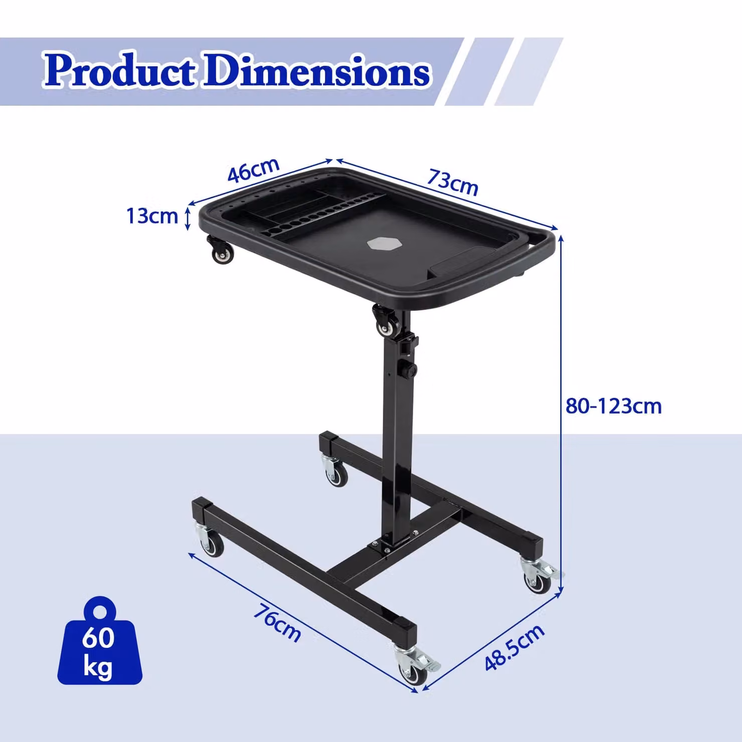Costway 2-in-1 Height Adjustable Rolling Tool Tray and Work Table in Black – 2