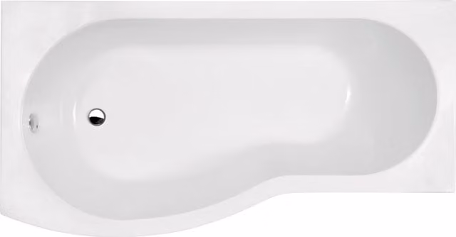 Balterley D-Shaped Left Hand Acrylic Shower Bath Tub with Leg Set, White, W: 170 cm, D: 73.6 cm, H: 41.5 cm