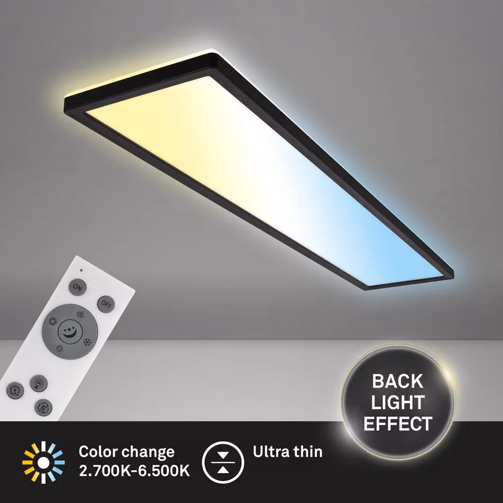 Briloner Ultra Flat Black CCT LED Ceiling Panel with Remote Control and Dimming Function – 2
