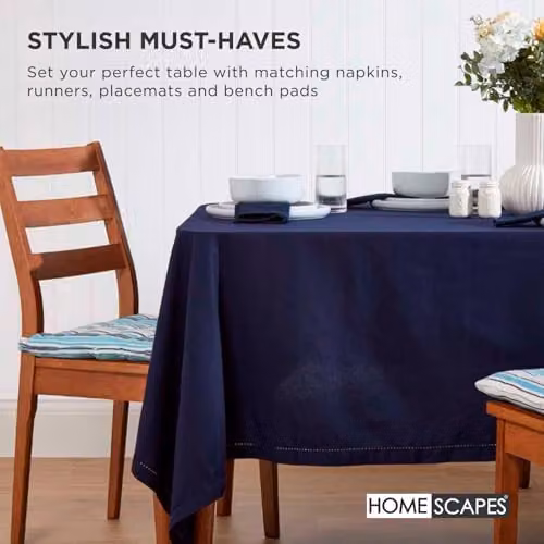 Homescapes Set of 4 Blue Quilted Cotton Seat Pads, W/D/H: 40 x 40 x 6.5 cm – 6