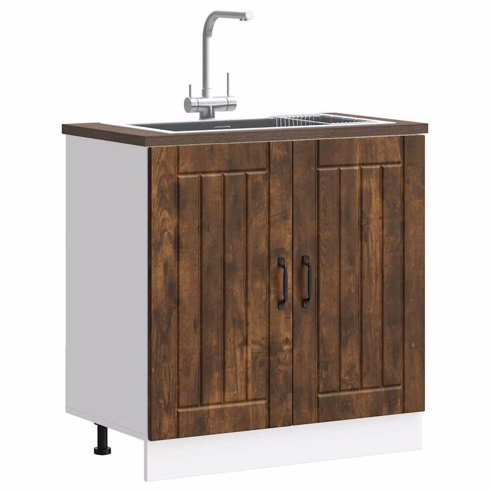 Berkfield Home Lucca Smoked Oak Sink Base Cabinet in Brown – 2