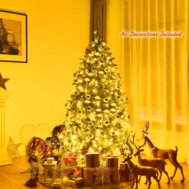 CASART 6ft Pre-lit Artificial Green Fir Christmas Tree with 1250 Branch Tips