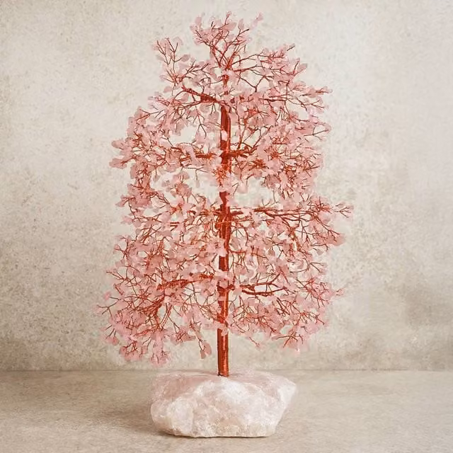 Serenity Large Pink Rose Quartz Tree of Life Tabletop Decoration – 1