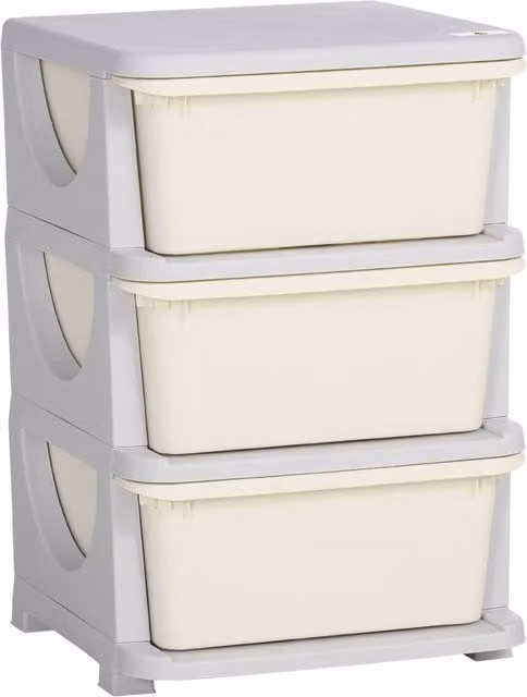 HOMCOM 3-Tier White Toy Storage Box with Removable Plastic Bins for Childrens Bedrooms and Playrooms – 1