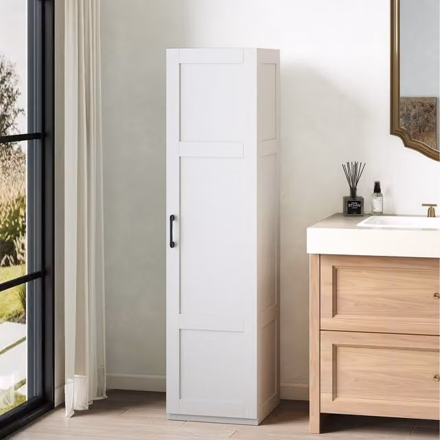 COSTWAY White Freestanding Kitchen Tall Storage Pantry Cabinet, W/D/H: 40 x 40 x 150 cm