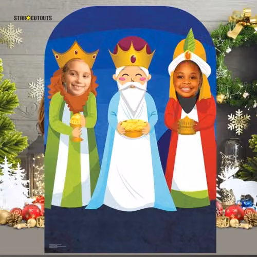 Star Cutouts Three Kings Christmas Child Stand-In Cardboard Cutout, Multicolour Freestanding Festive Holiday Display, H 131 cm x W 91 cm – 3