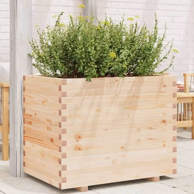 Berkfield Home Garden Planter Tub in Brown Wood, W/D/H: 90 x 60 x 72 cm