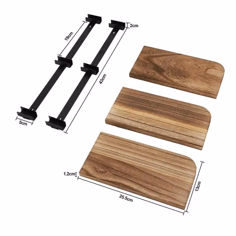 KORVIXA Rustic Brown Wood and Metal Wall Mounted Corner Display Shelf