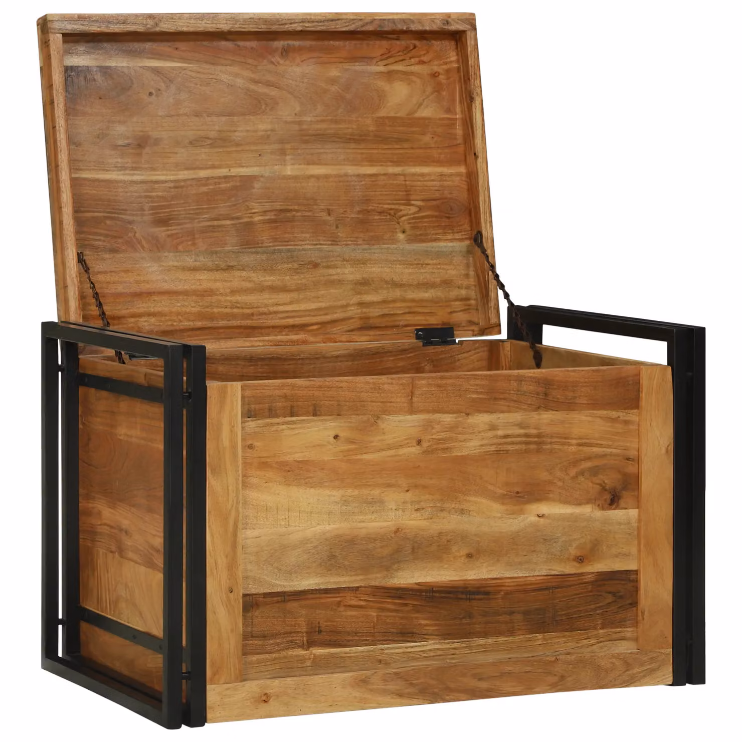 Berkfield Home Rustic Solid Acacia Wood Storage Box in Brown W/D/H: 80 x 50 x 50 cm – 2