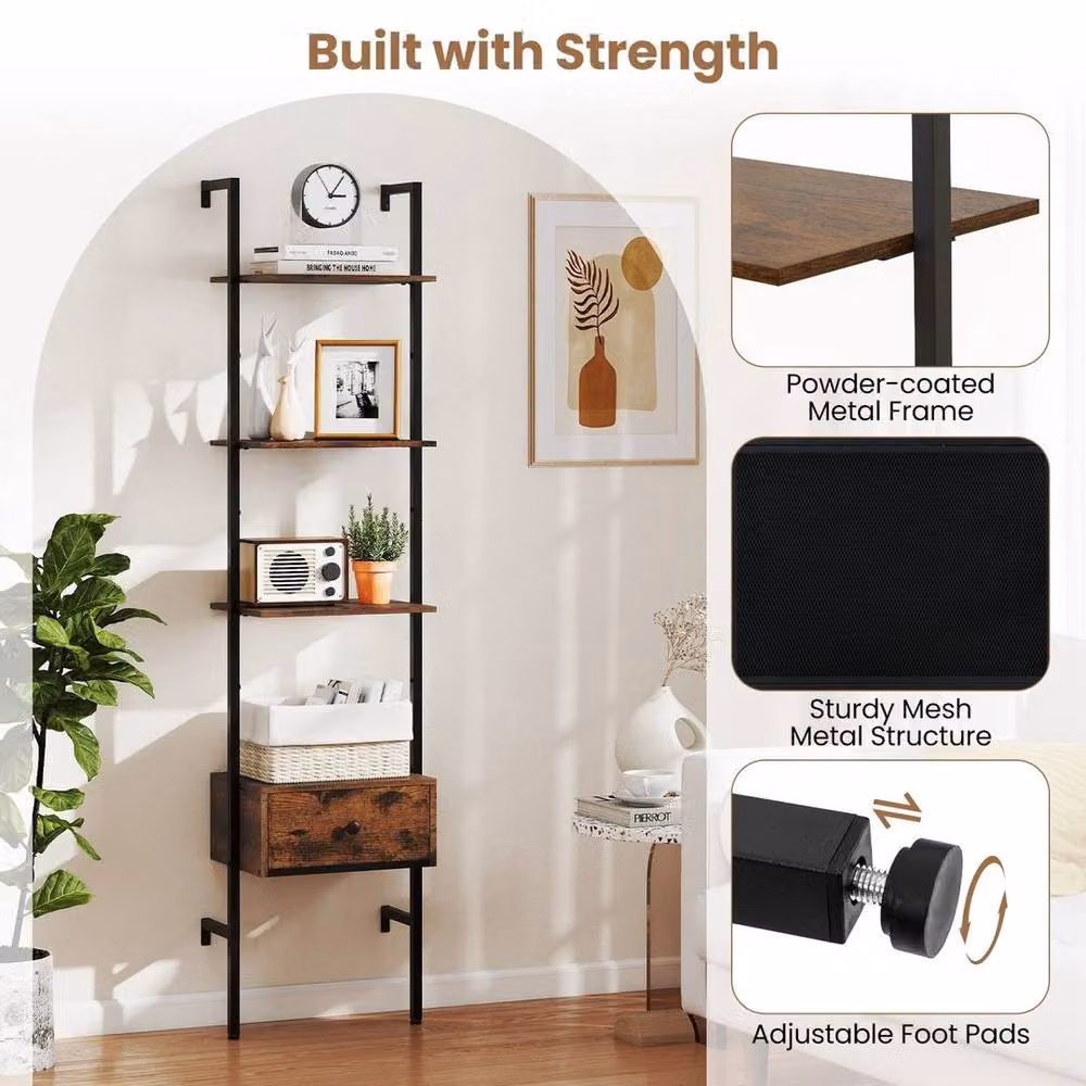 Kelvenix Industrial Open Display Shelf Storage in Brown Metal – 3