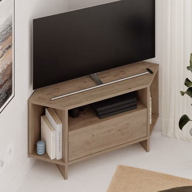 HOCUS PICUS Modern Oak Effect Corner TV Unit – 1