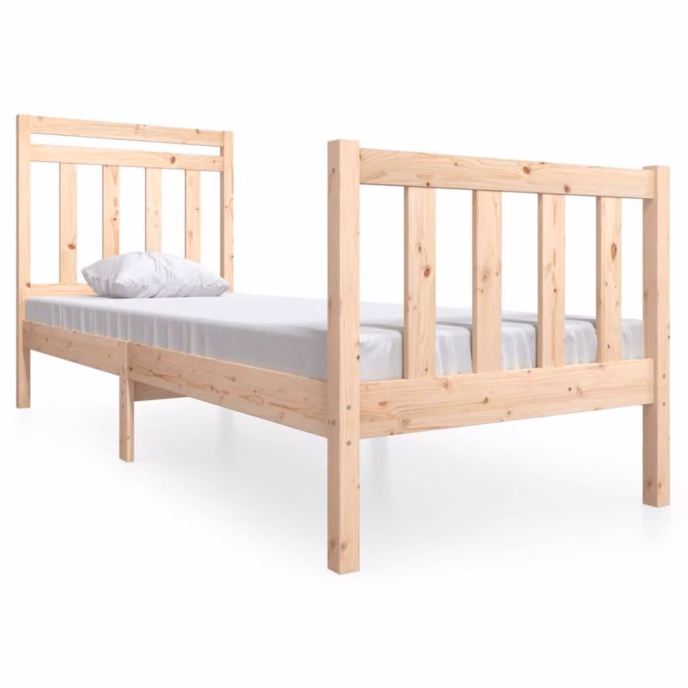 Berkfield Home Small Single Solid Pine Wood Bed Frame in Brown, W: 75 cm, L: 190 cm – 2