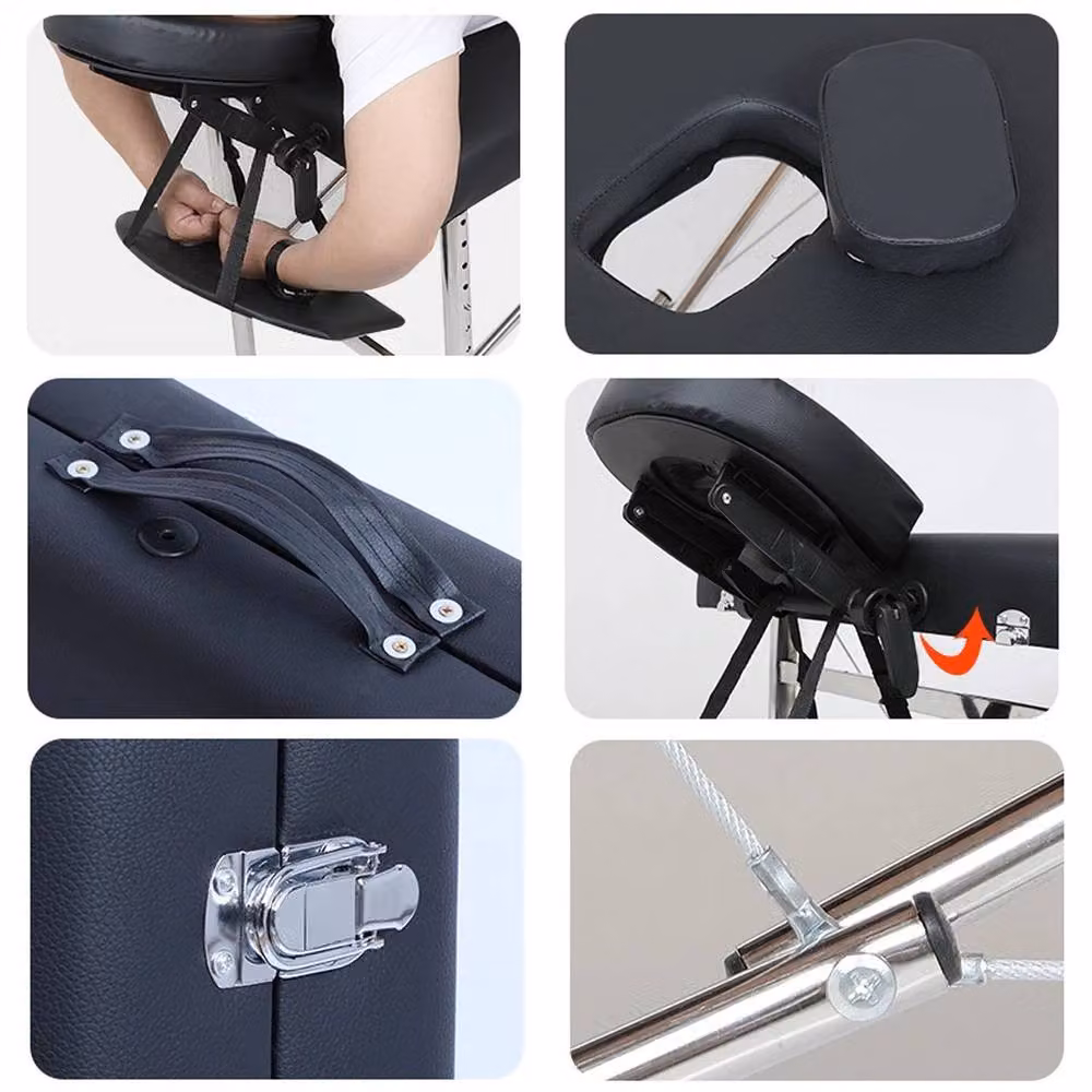 EONLION Portable Foldable Single Massage Table and Spa Bed in Black – 4
