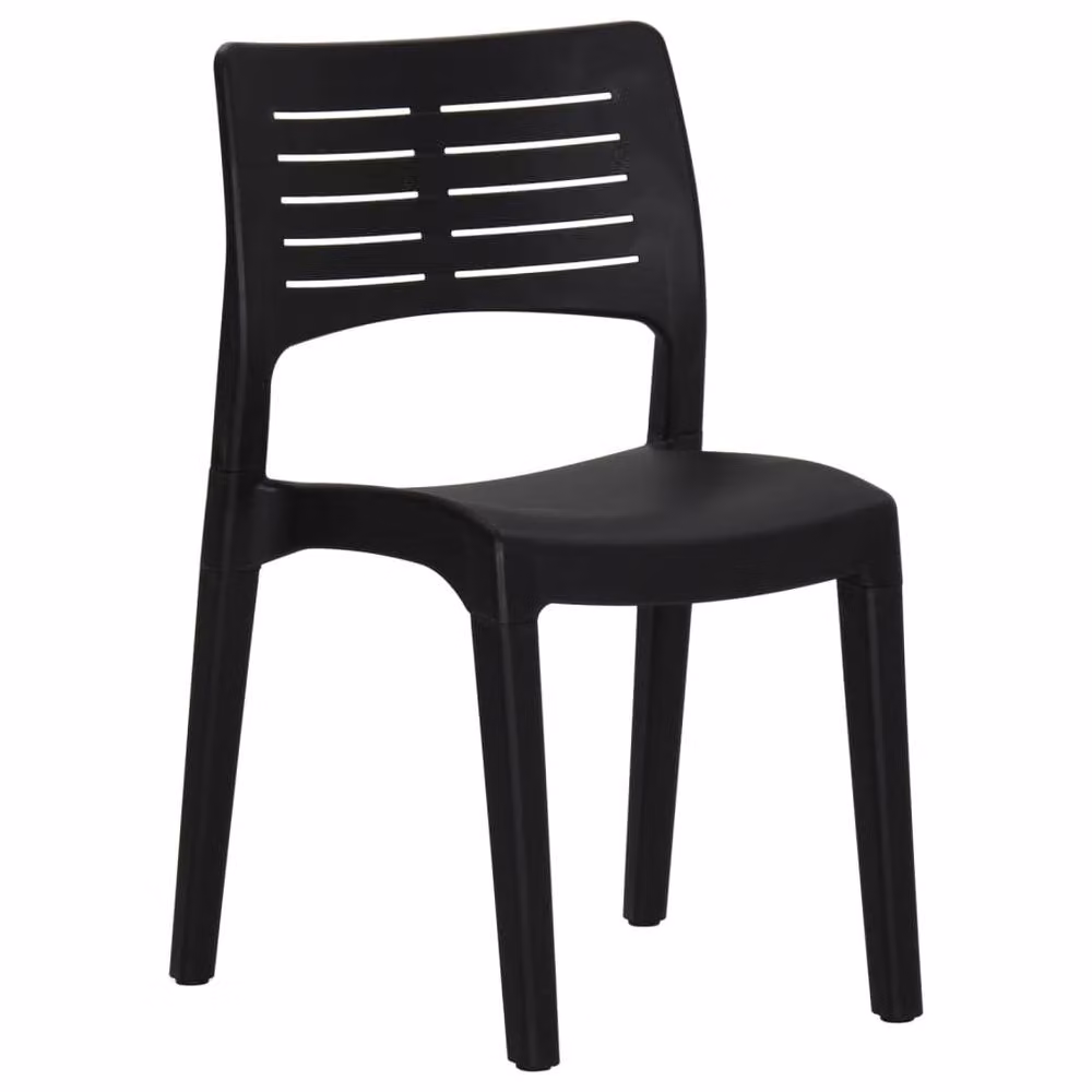 Berkfield Home Set of 2 Modern Anthracite and Black Polypropylene Garden Chairs – 3