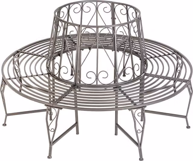 tectake Classic 360 Degree Circular Garden Bench in Matt Anthracite Grey Metal