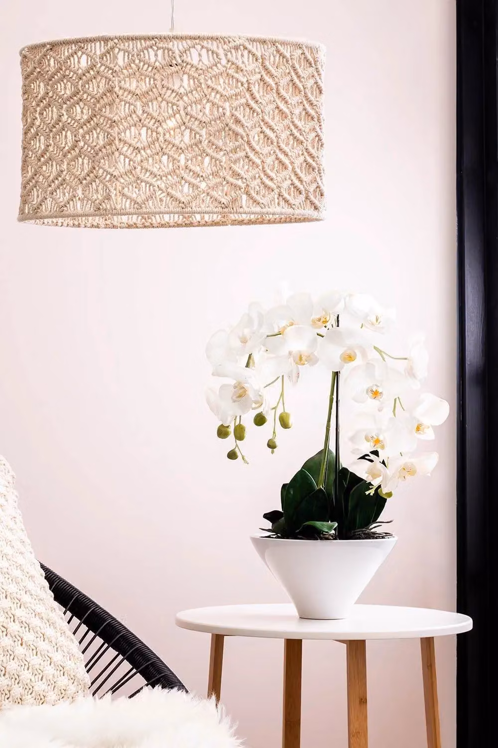 BHS Lighting Large Boho Macrame Easy Fit Cylinder Light Shade in White and Beige, W/D/H: 25.5 x 25.5 x 46.5 cm – 2