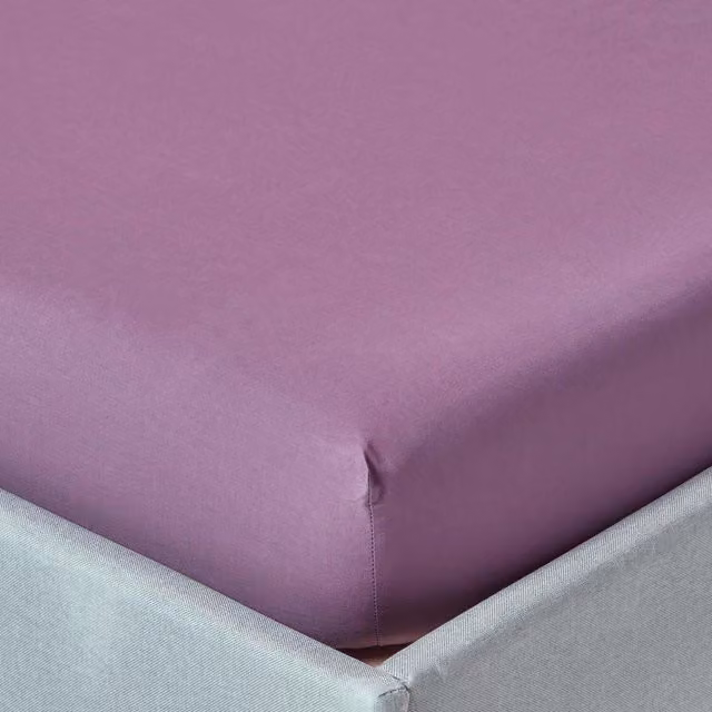Homescapes 200 Thread Count Egyptian Cotton Percale Fitted Sheet, Purple, W: 180 cm, L: 200 cm