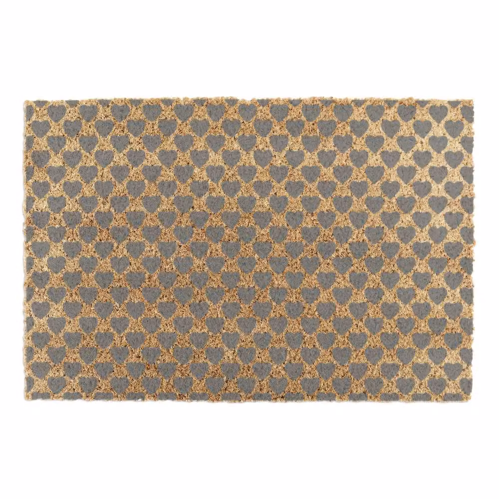 Artsy Mats Grey Multicolour Graphic Heart Pattern Coir Doormat, W: 60 cm, D: 40 cm – 4