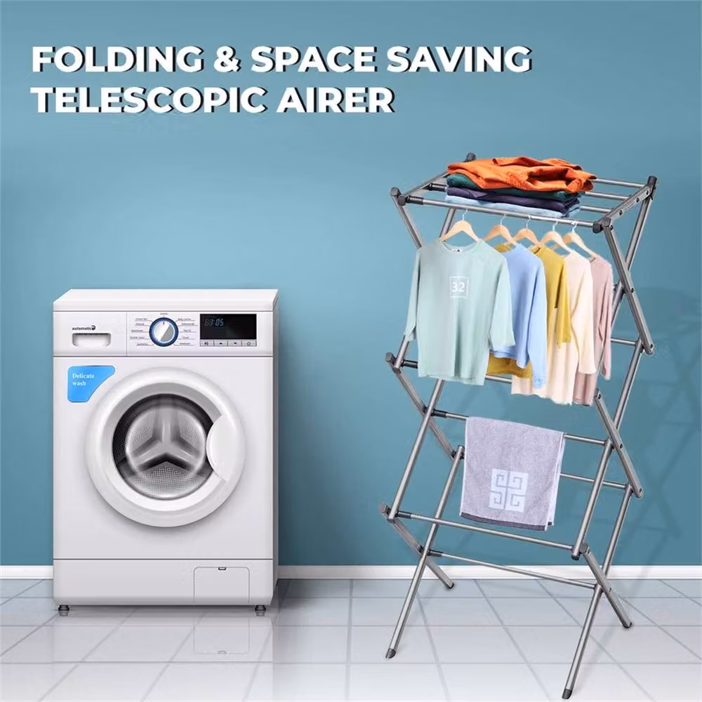 Nordara 3 Tier Extendable Laundry Airer Drying Rack in Grey – 2