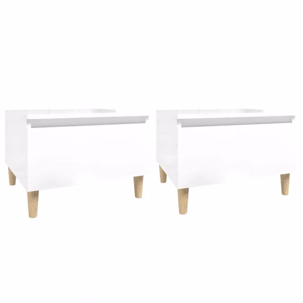 Berkfield Home Set of 2 High Gloss White Side Tables, W/D/H: 50 x 46 x 35 cm – 1