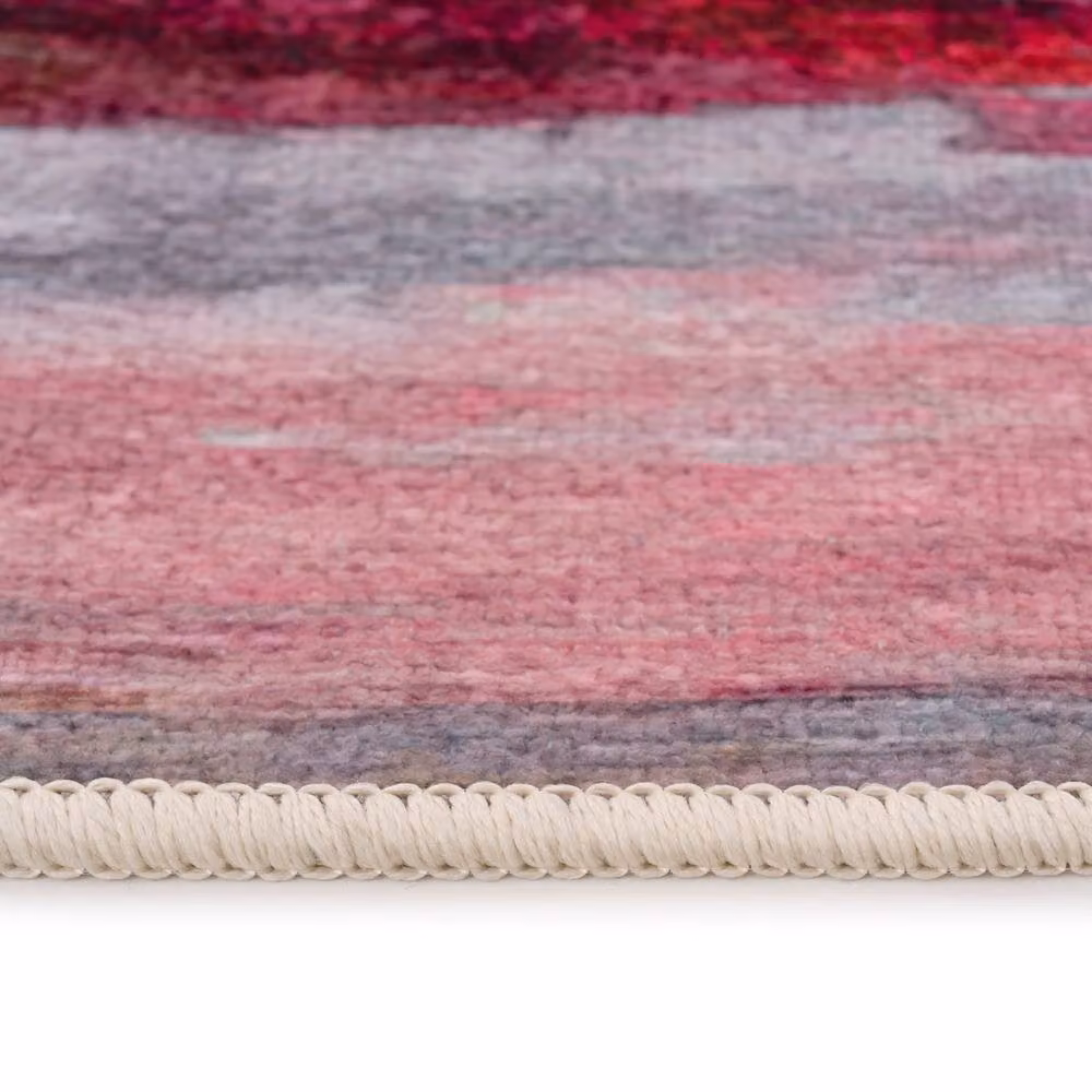 Kukoon Abstract Multi Colour Pink and Cream Modern Area Rug for Living Room or Bedroom, W: 80 cm, L: 300 cm – 5