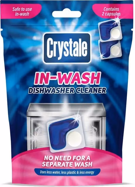 Crystale In-Wash Dishwasher Cleaner White 2 Capsules – 1