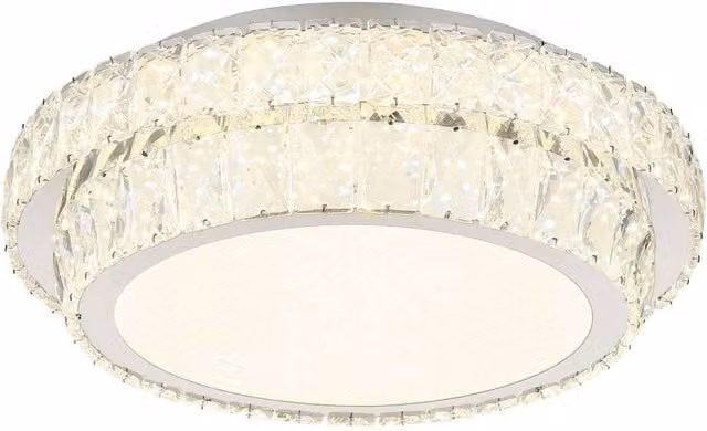 Netlighting Klara LED Ceiling Light in Chrome and Silver with Remote Control, Dimmable, Diameter: 40 cm