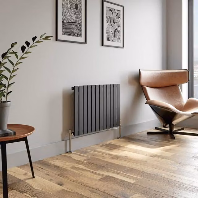 Temprazo Horizontal Single Flat Panel Designer Radiator in Anthracite Grey, W: 760 mm, H: 600 mm