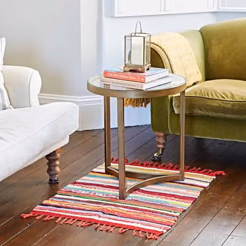 Paper High Multicoloured Striped Reclaimed Rag Rug, W/D: 90 x 60 cm – 1