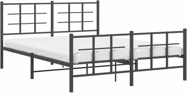 Berkfield Home Metal Bed Frame with Footboard, Black, W/D/H: 150 x 200 x 90 cm – 1