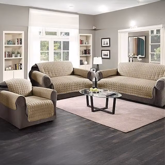 Velosso Water-Repellent and Stain-Resistant Microfibre Sofa Protector in Beige/Yellow
