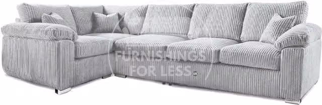 Furnishings For Less UK Delta 5 Seater L-Shape Corner Sofa in Silver Jumbo Cord, Left Hand Facing
