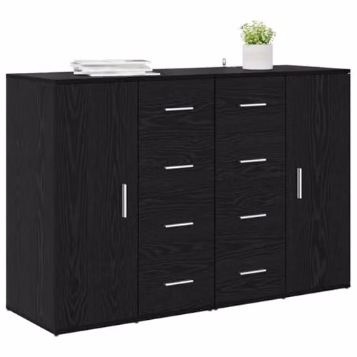 vidaXL CORONA Set of 2 Modern Sideboards in Black Oak, W/D/H: 59 x 39 x 80 cm – 1