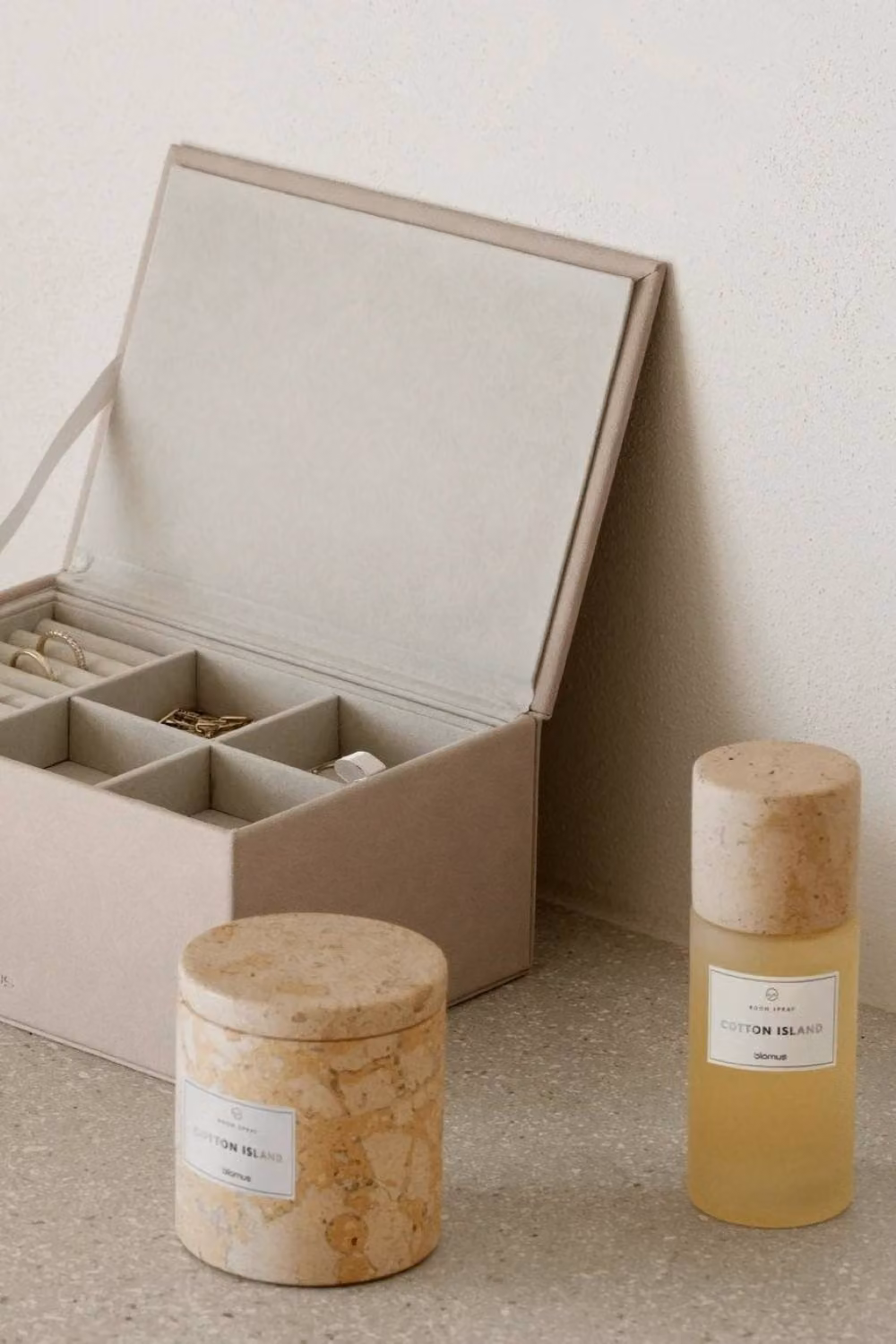 Blomus FRABLI Cotton Island Scented Candle in Travertin Beige – 3