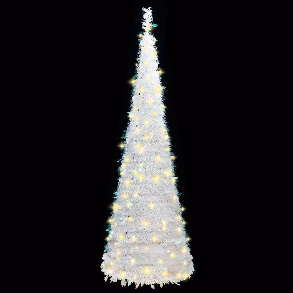 Berkfield Home Beautiful White Artificial Pop-up Christmas Tree with 150 LEDs, Height: 180 cm – 3