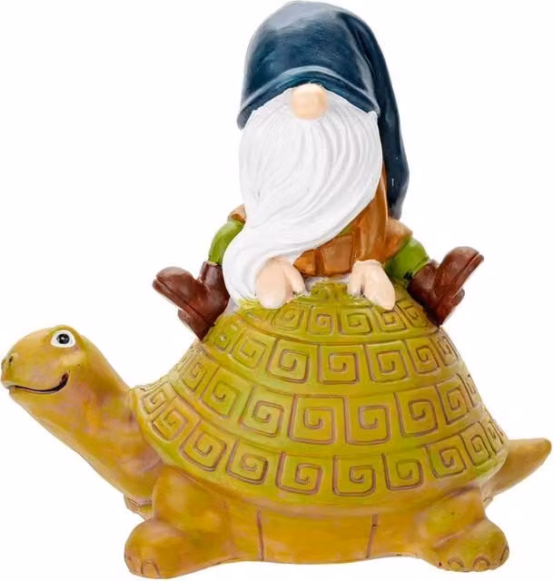PMS Gonk On Tortoise Garden Ornament in Multicolour