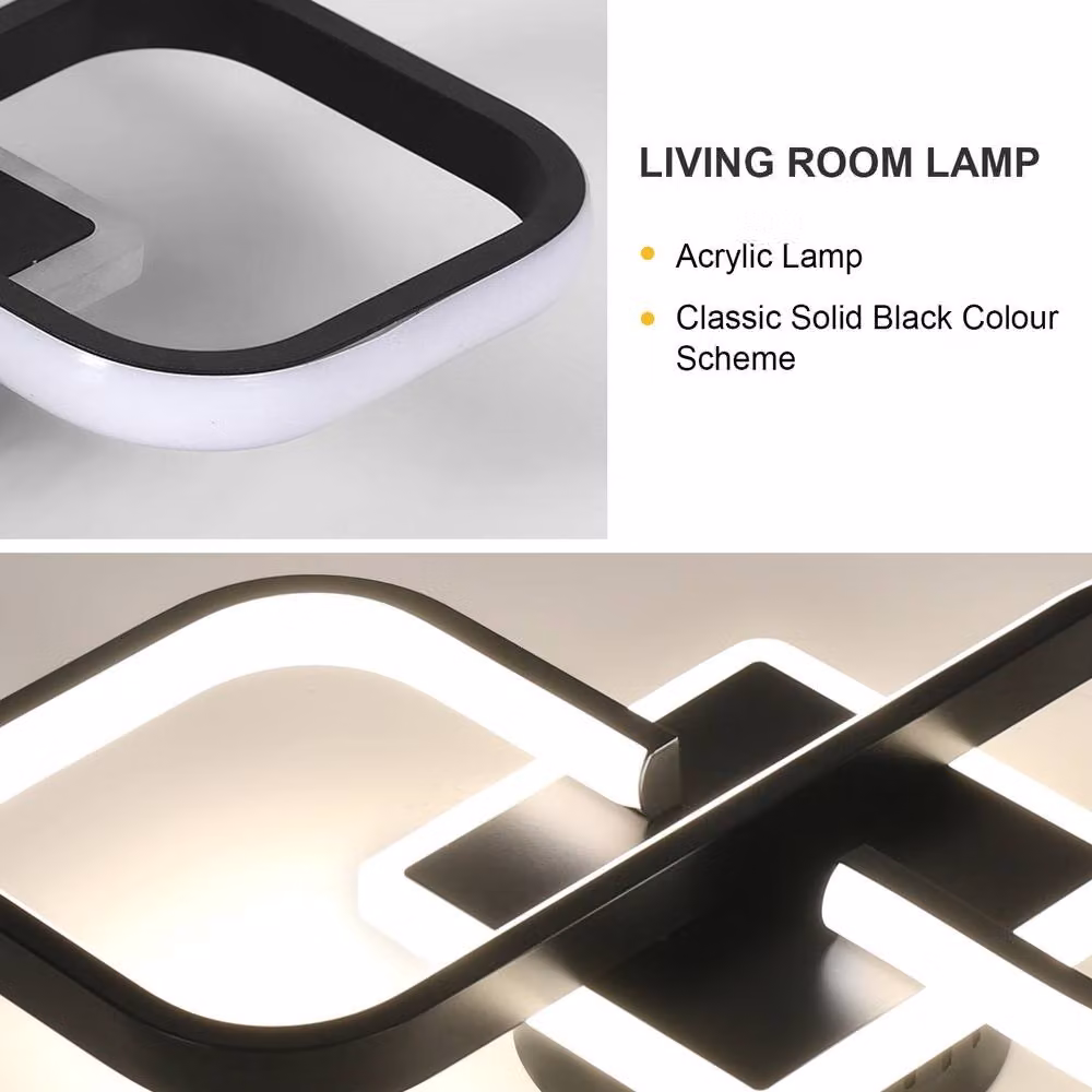 Pheashine Black Square LED Ceiling Light, 36W, W/D/H: 40.5 x 40.5 x 19.5 cm – 3